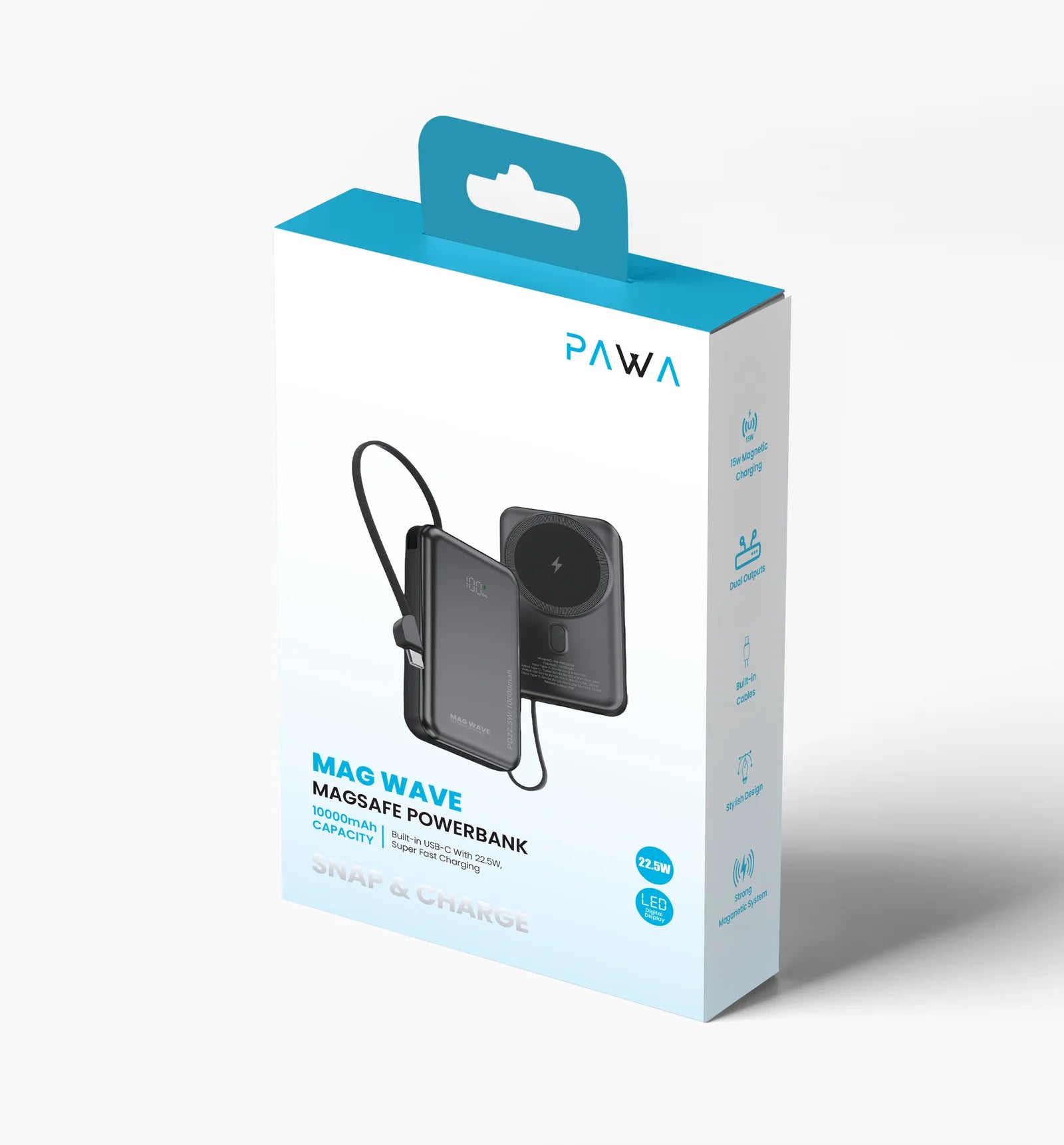 Pawa Magwave Magsafe Powerbank with 10000mah capacity - Black