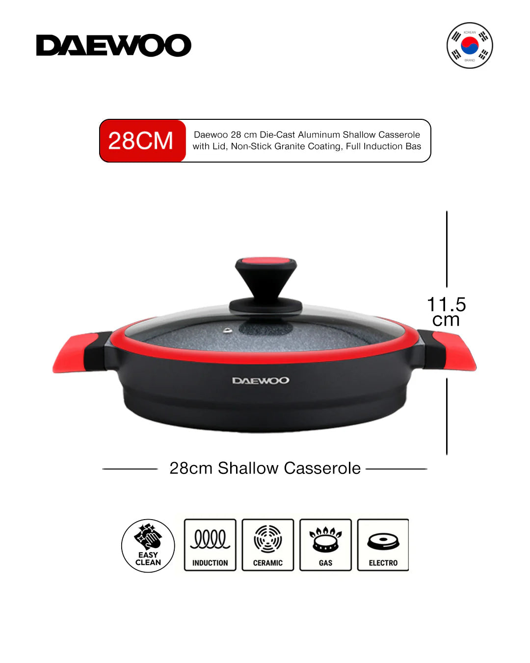 Daewoo Shallow  Casserole  -DCC 280S-BL