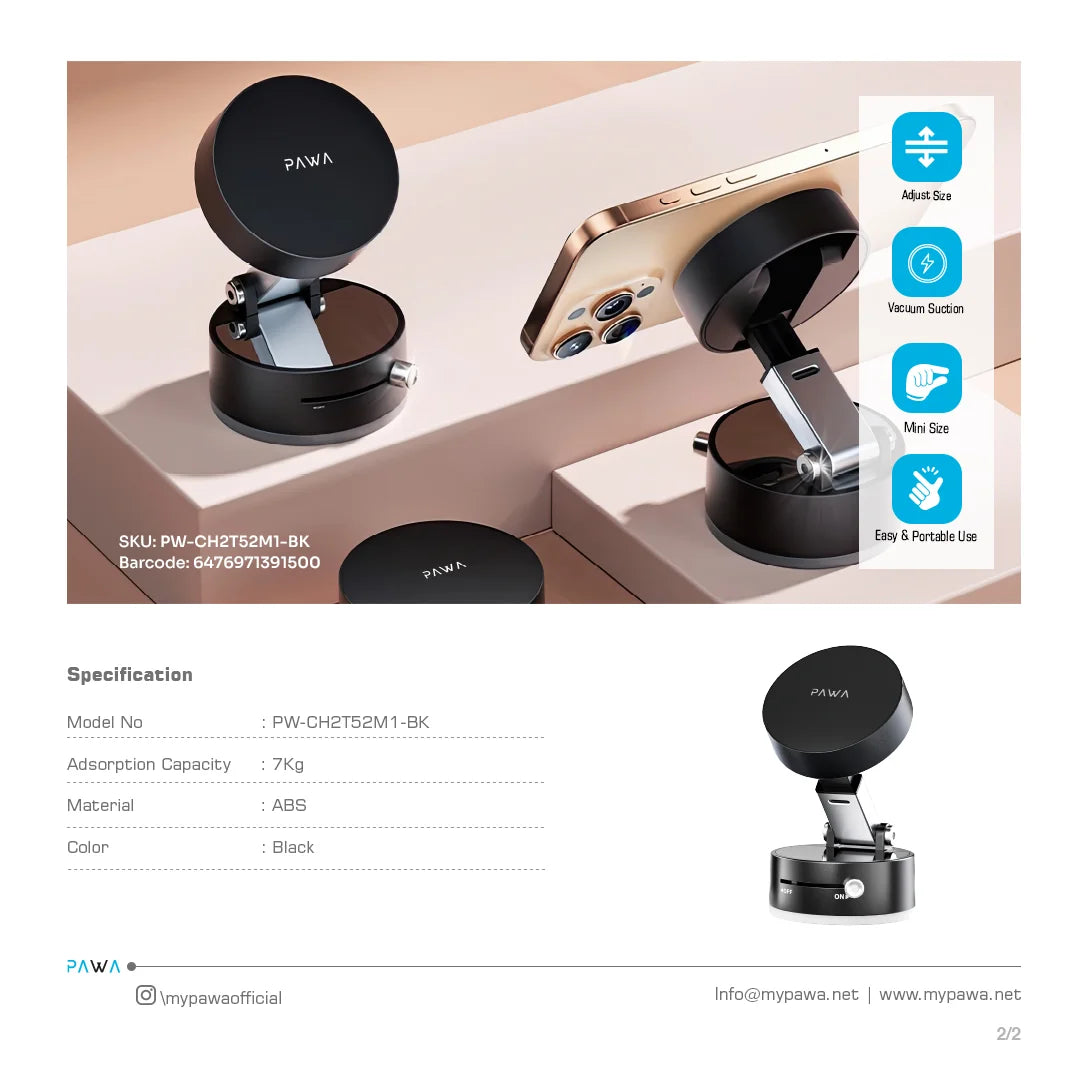 Pawa Mini Mag Vacuum suction phone holder