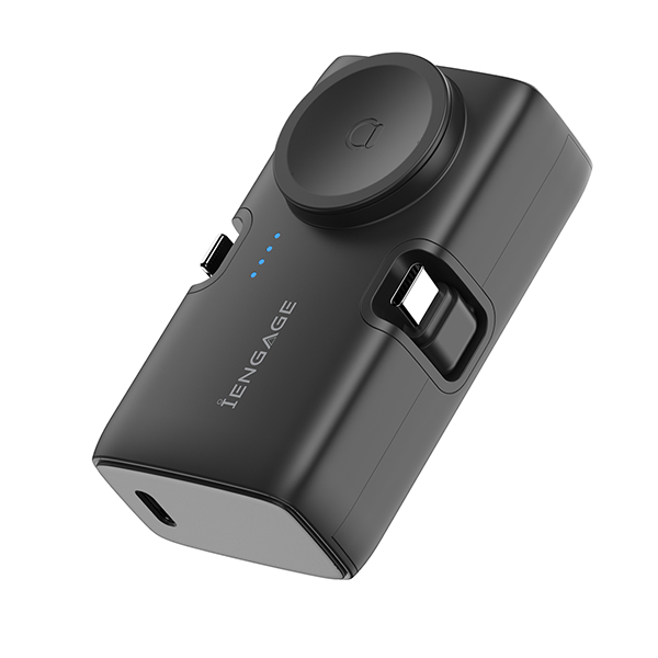 iEngage Portable Dual Port Lightning/Usb-C & Watch Charging Powerbank(5000Mah)-Black