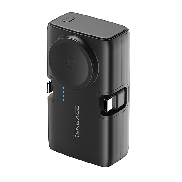 iEngage Portable Dual Port Lightning/Usb-C & Watch Charging Powerbank(5000Mah)-Black