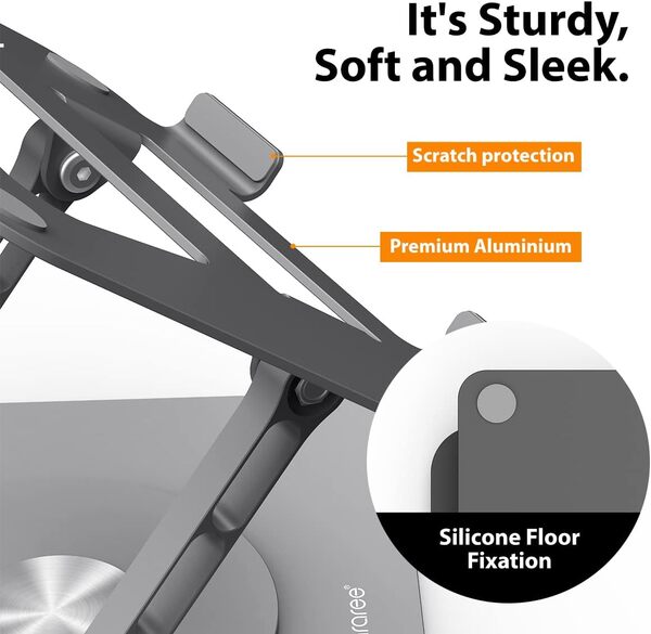 Araree Ergo Stand 2 360° Rotating Base Alminium Laptop Stand - Silver