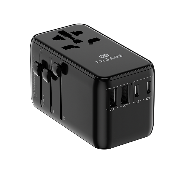 Engage 100W Universal Travel Adapter W/Dual USB-C & A Ports/USB-C Cable