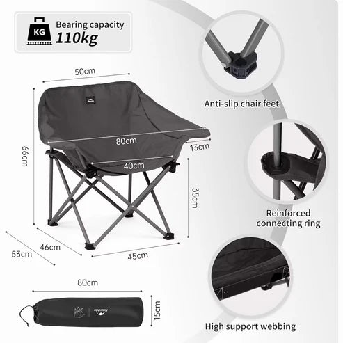 Naturehike Gathering X-Shaped Chair (Armrest Version) -Black Grey