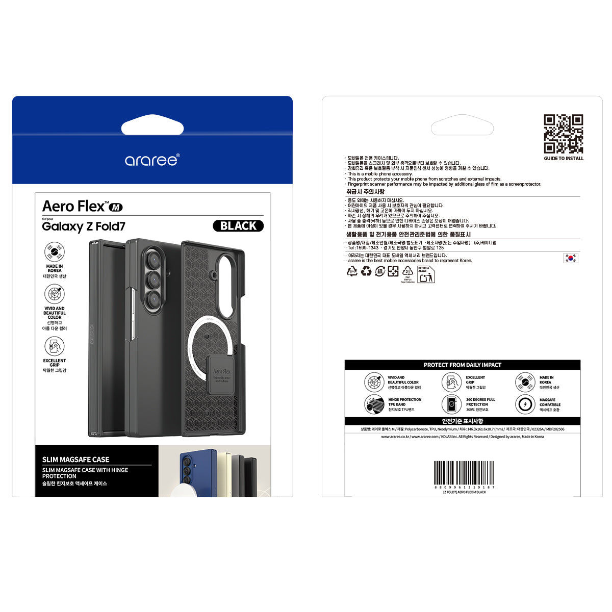 Araree Aero Flex Magsafe Case For Samsung Z Fold 7 - Black