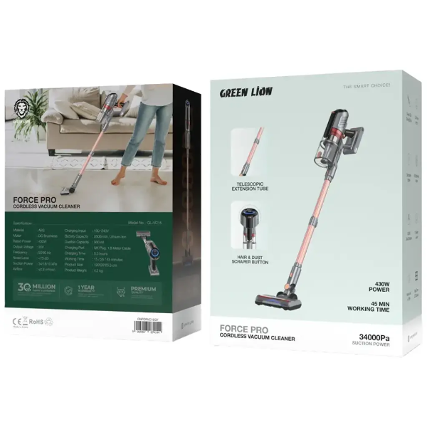 Green Lion Force Pro Cordless Vacuum Cleaner - Gray