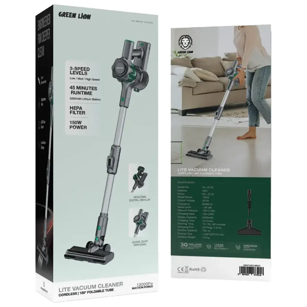 Green Lion Lite Vacuum Cleaner Cordless 150W 12000Pa - Gray