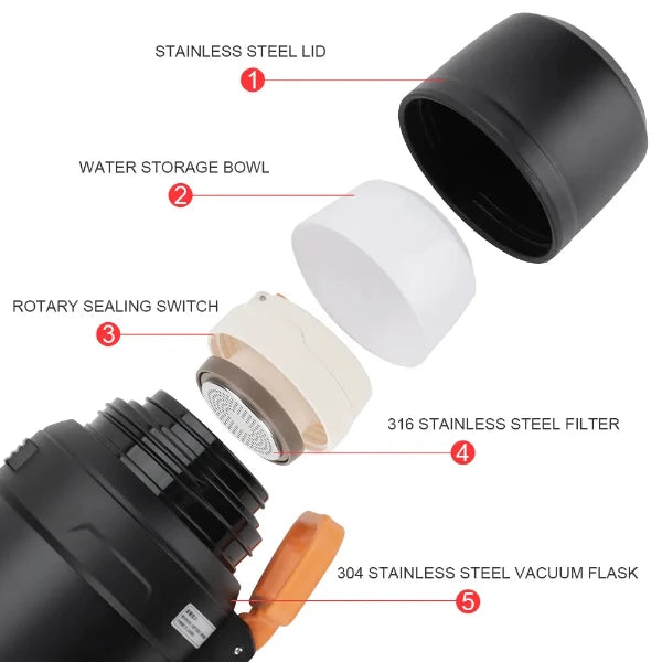 dkadi KD9059-2000 Vacumm Bottle 2000mL-Black