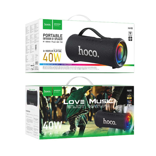 Hoco HA10 Wireless Outdoor 40W Speaker (Supports TF, USB, AUX) - Black