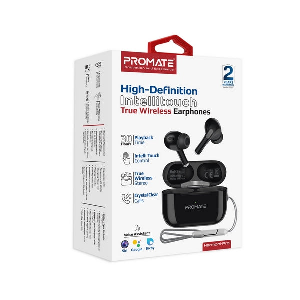 Promate Harmoni-Pro HD InteliTouch TWS Earphones - Black - TJRBDH2