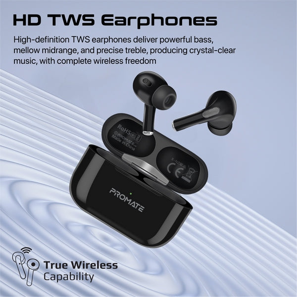 Promate Harmoni-Pro HD InteliTouch TWS Earphones - Black - TJRBDH2
