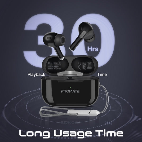 Promate Harmoni-Pro HD InteliTouch TWS Earphones - Black - TJRBDH2