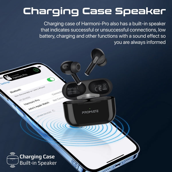 Promate Harmoni-Pro HD InteliTouch TWS Earphones - Black - TJRBDH2