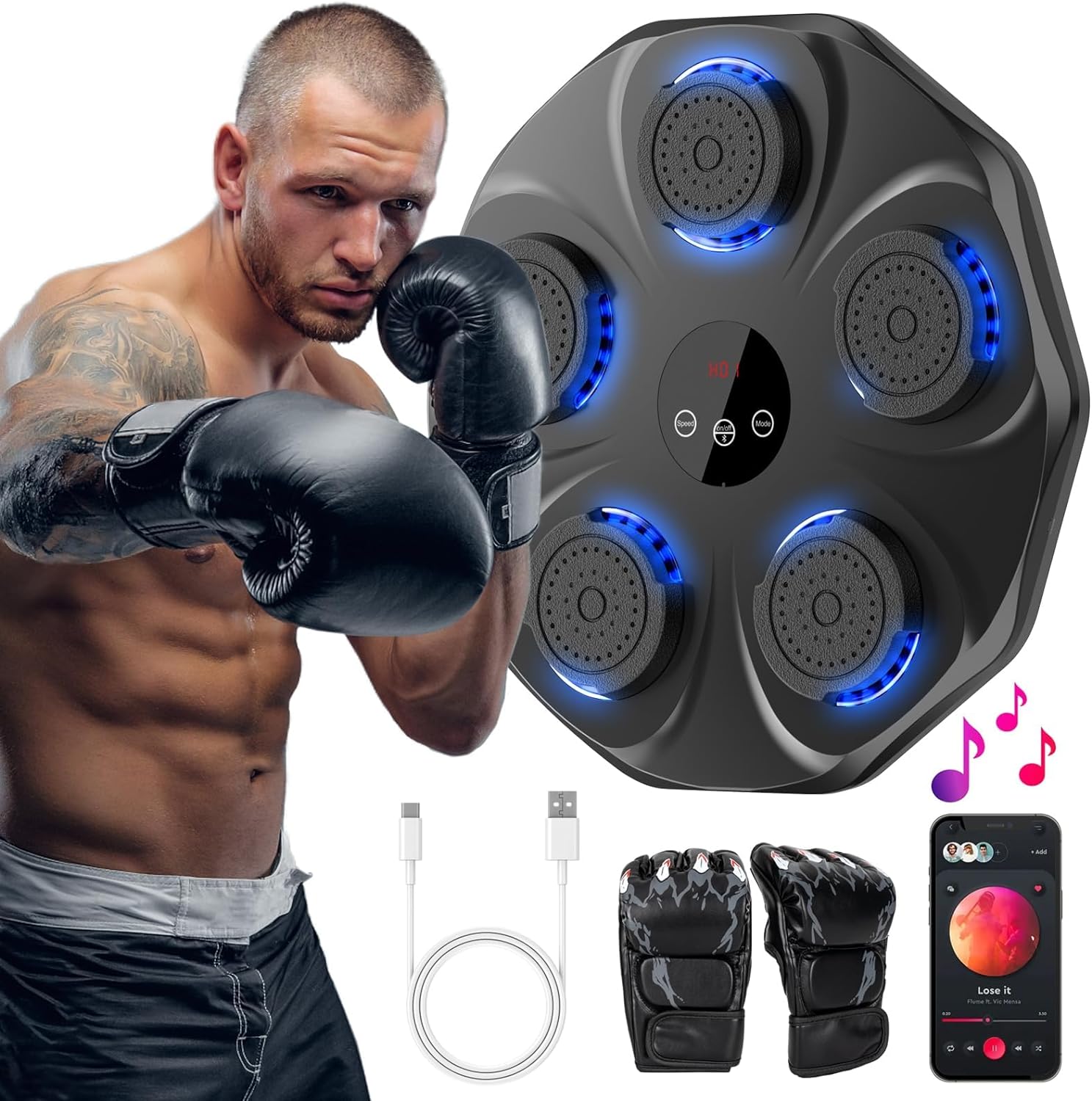 Music Boxing Machine, Rechargeable Boxing Equipment, Home Smart Boxing Target Workout Machine