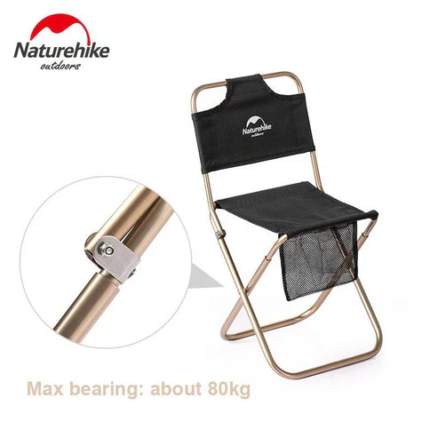 Naturehike MZ01 Foldable Stools With Back - Black