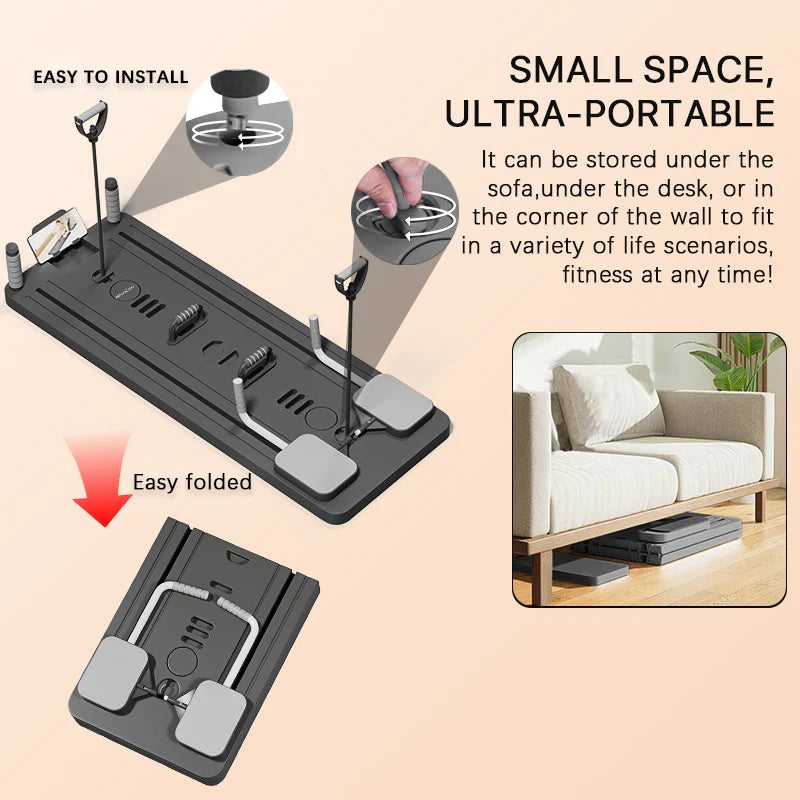 Black Bull Multi-Functional Foldable Pilates Reformer Abdominal Core Trainer -A B  Wheels - Workout Exercise