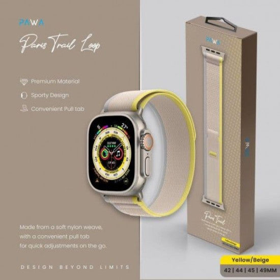 Pawa Paris Trail Loop Watch Strap Ultra/Series 8 49/45/44/42MM - Yellow/Beige