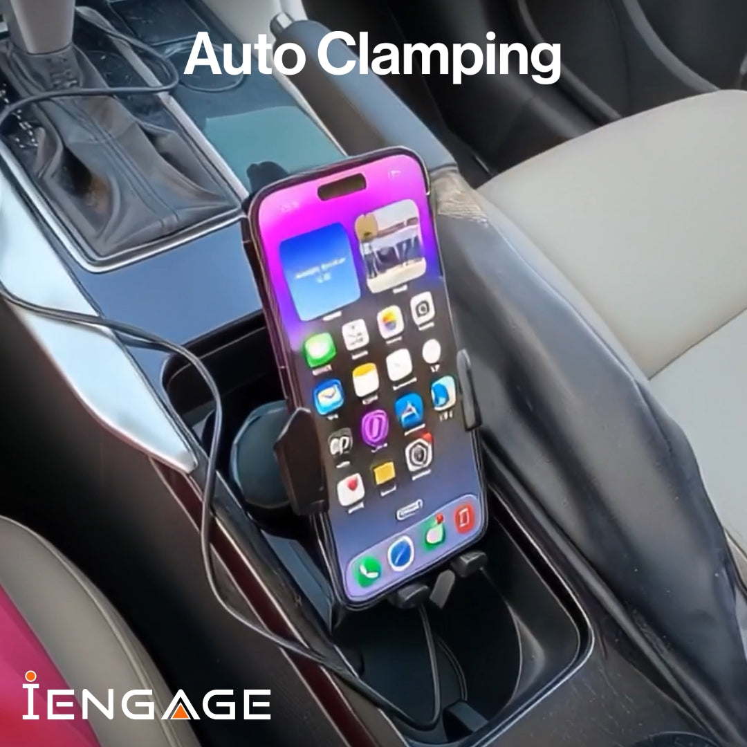 iEngage Smart Car Cup Phone Holder With Wireless Charging(15W)