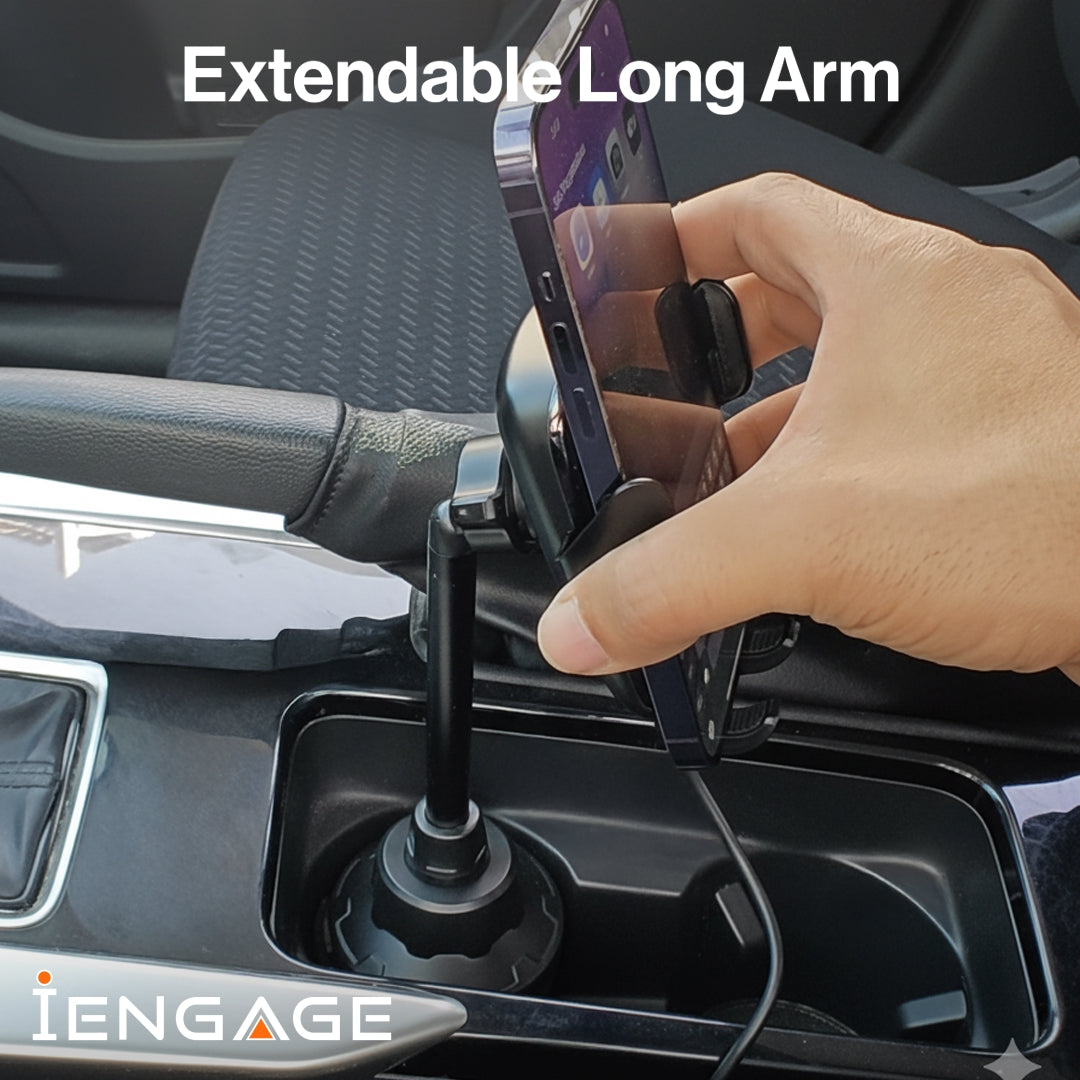 iEngage Smart Car Cup Phone Holder With Wireless Charging(15W)