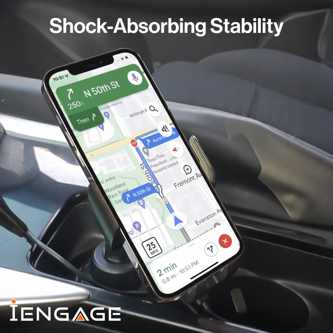 iEngage Smart Car Cup Phone Holder With Wireless Charging(15W)