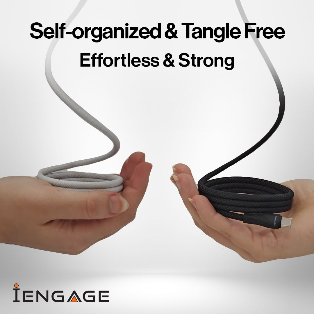 iEngage Magnetic C To C Cable 60W With Lightning Adapter(27W) (White)