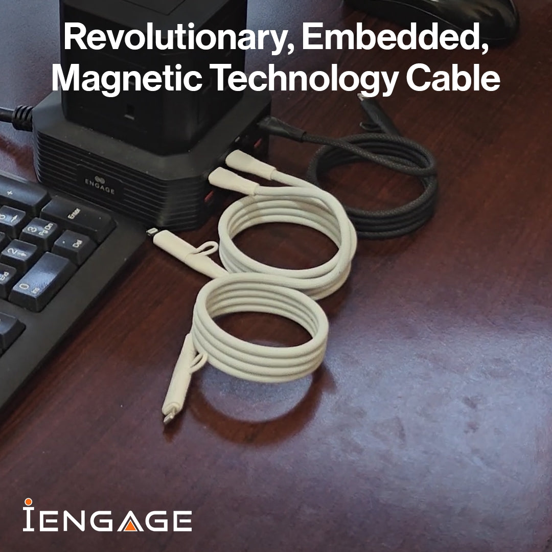 iEngage Magnetic C To C Cable 60W with Lightning Adapter(27W) (Black)