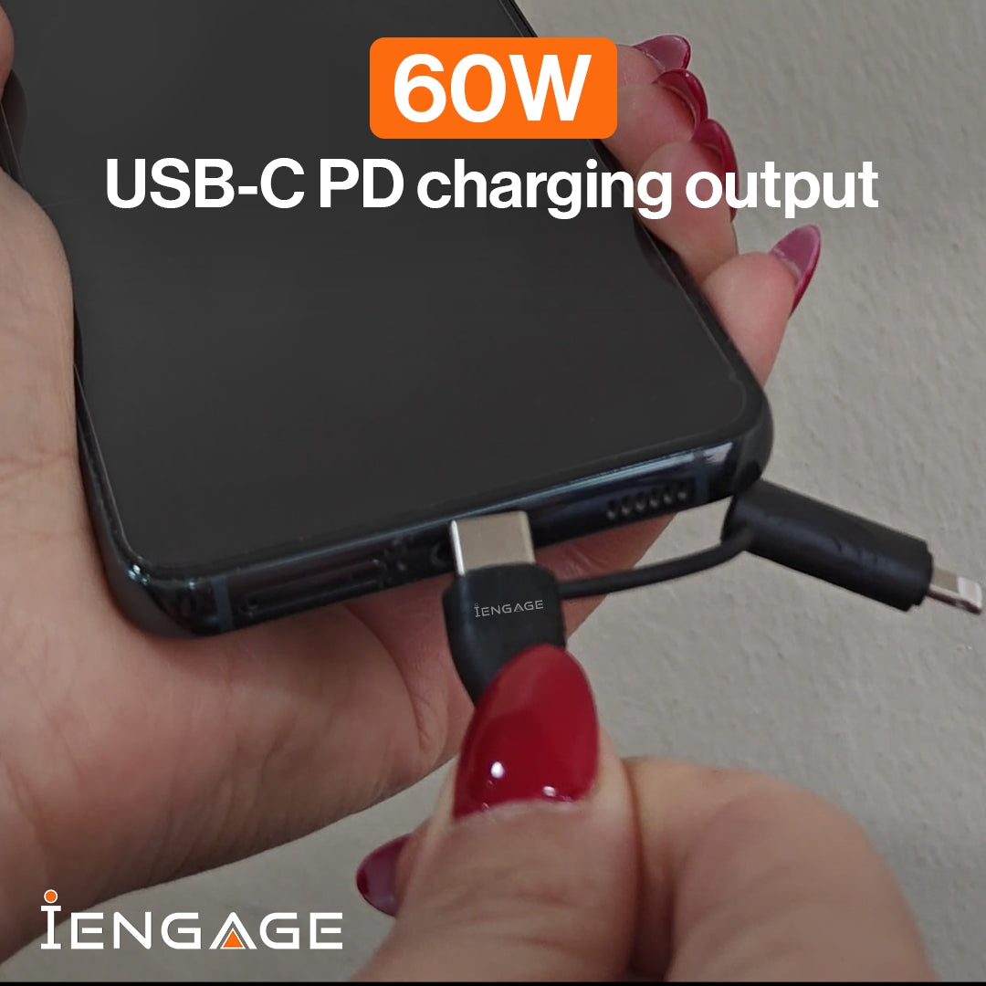 iEngage Magnetic C To C Cable 60W with Lightning Adapter(27W) (Black)