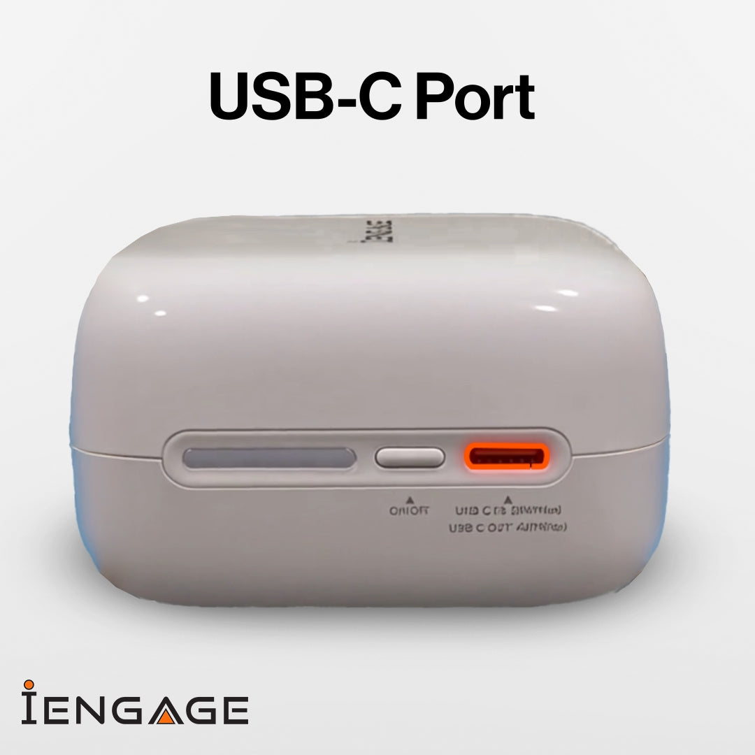 iEngage Portable 10000 mAh Powerbank Bank With Retractable Cable 40W (White)