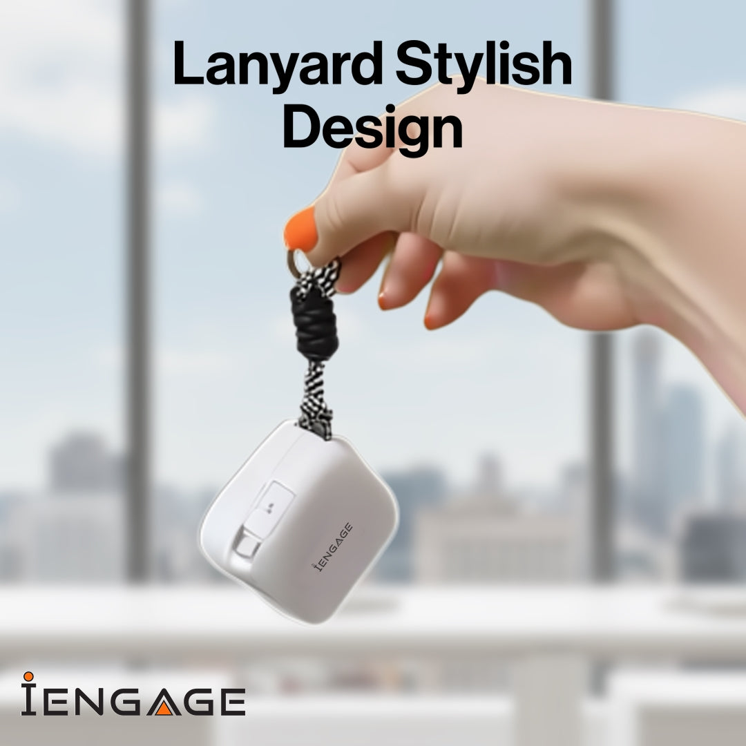 iEngage Portable 10000 mAh Powerbank Bank With Retractable Cable 40W (White)