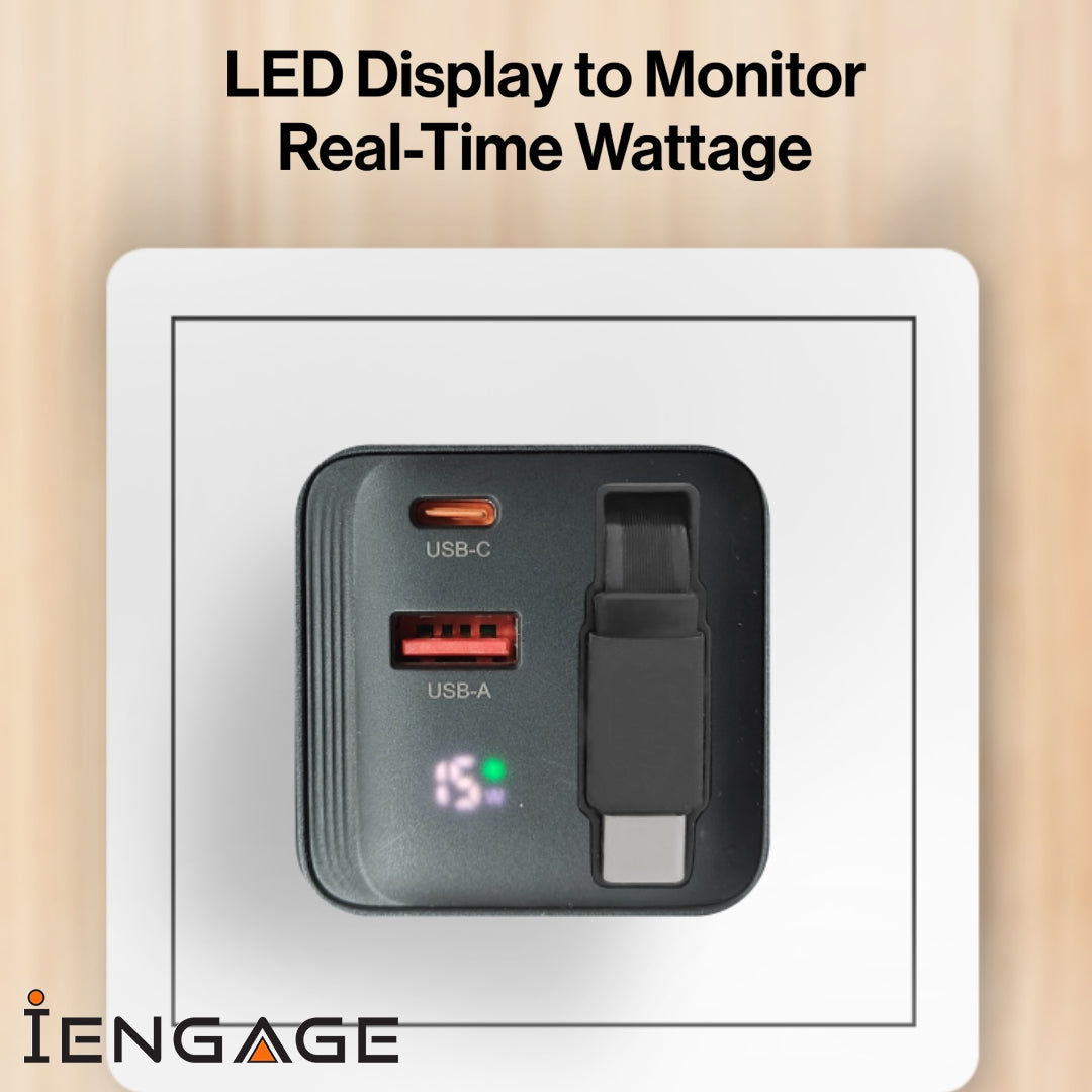 iEngage 100W Power Adapter With Interchangeable Uk/Eu Plug & 4 Ports