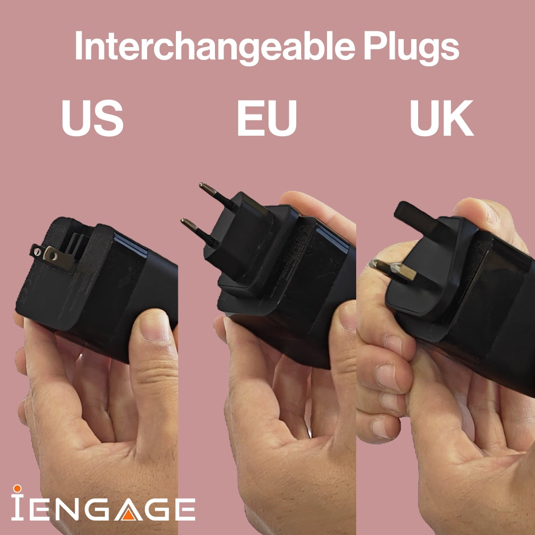 iEngage 100W Power Adapter With Interchangeable Uk/Eu Plug & 4 Ports