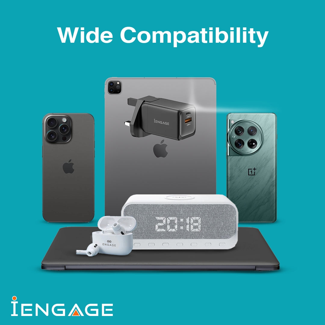 iEngage Dual Port 48W Power Adapter With Interchangeable Uk/Eu Plug