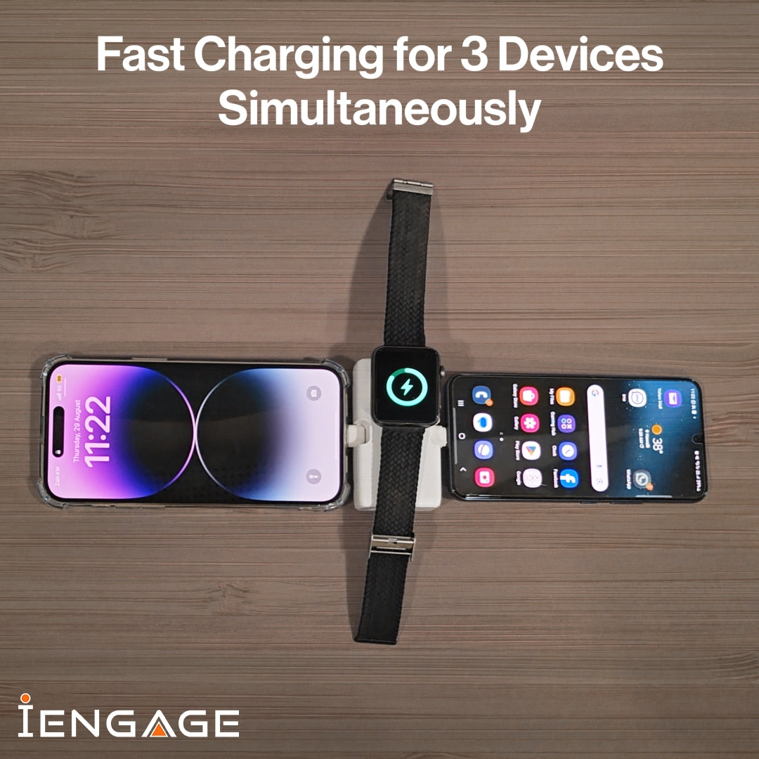 iEngage Portable Dual Port Lightning/Usb-C & Watch Charging Powerbank(5000Mah)-White