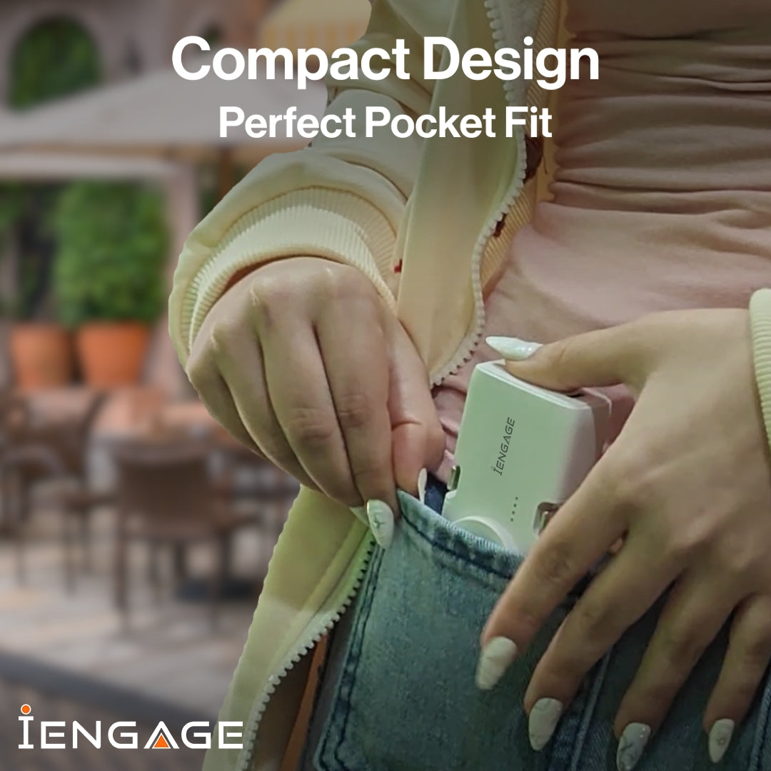 iEngage Portable Dual Port Lightning/Usb-C & Watch Charging Powerbank(5000Mah)-White