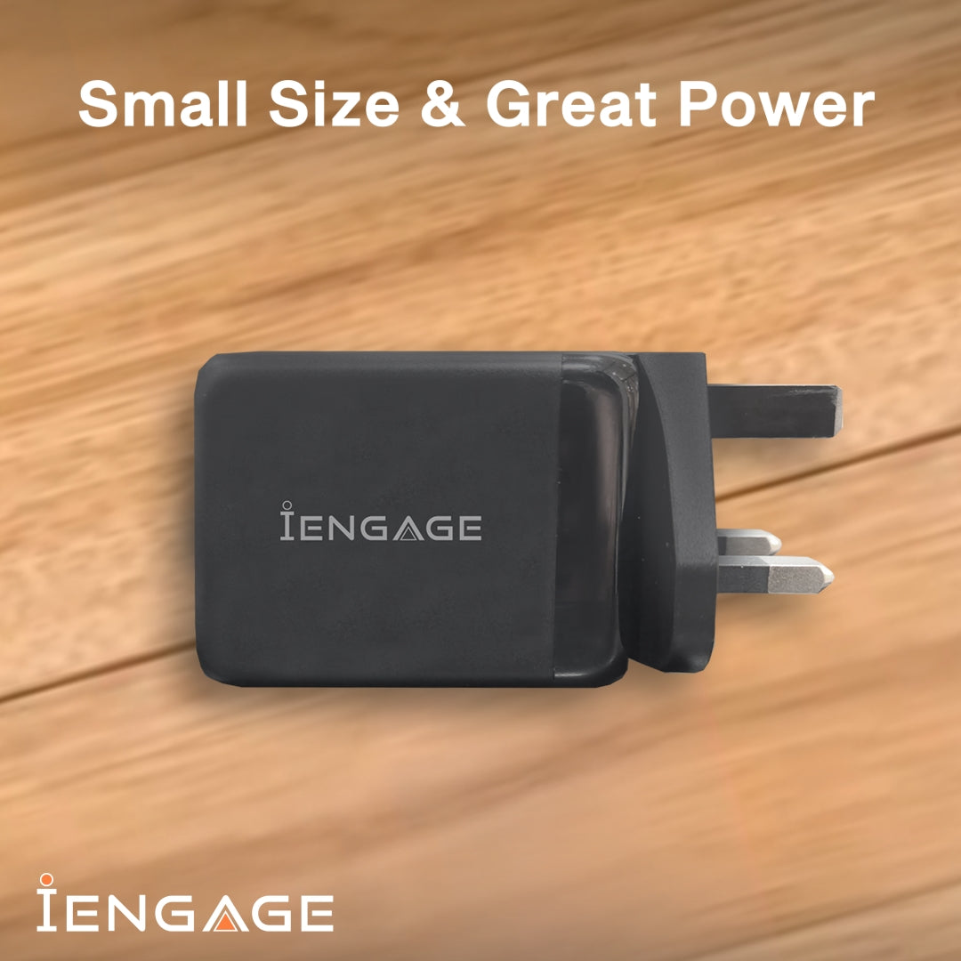 iEngage Travel Charger 65W Uk/Eu Plug (Black)