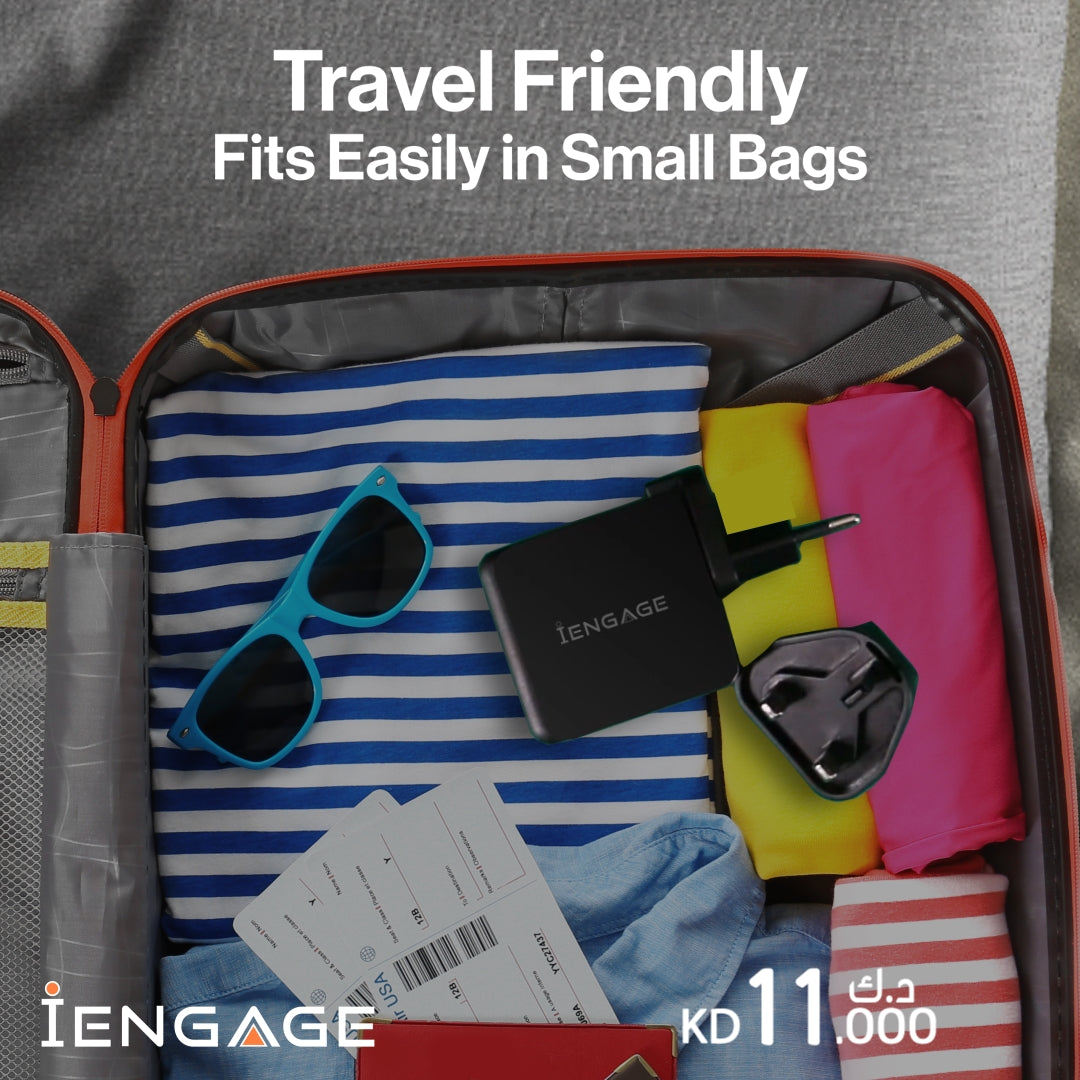 iEngage Travel Charger 65W Uk/Eu Plug (Black)