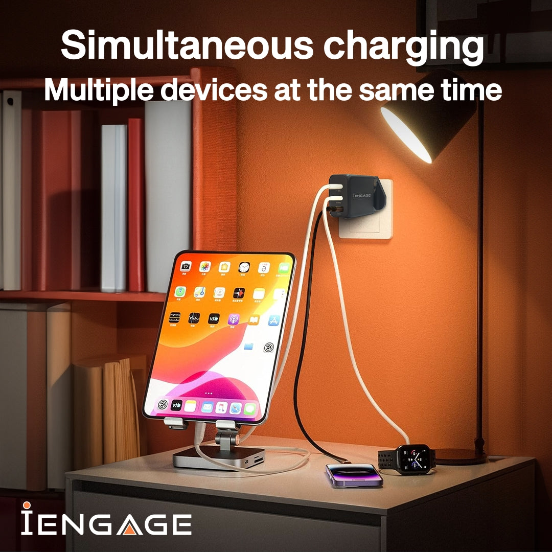 iEngage Travel Charger 65W Uk/Eu Plug (Black)