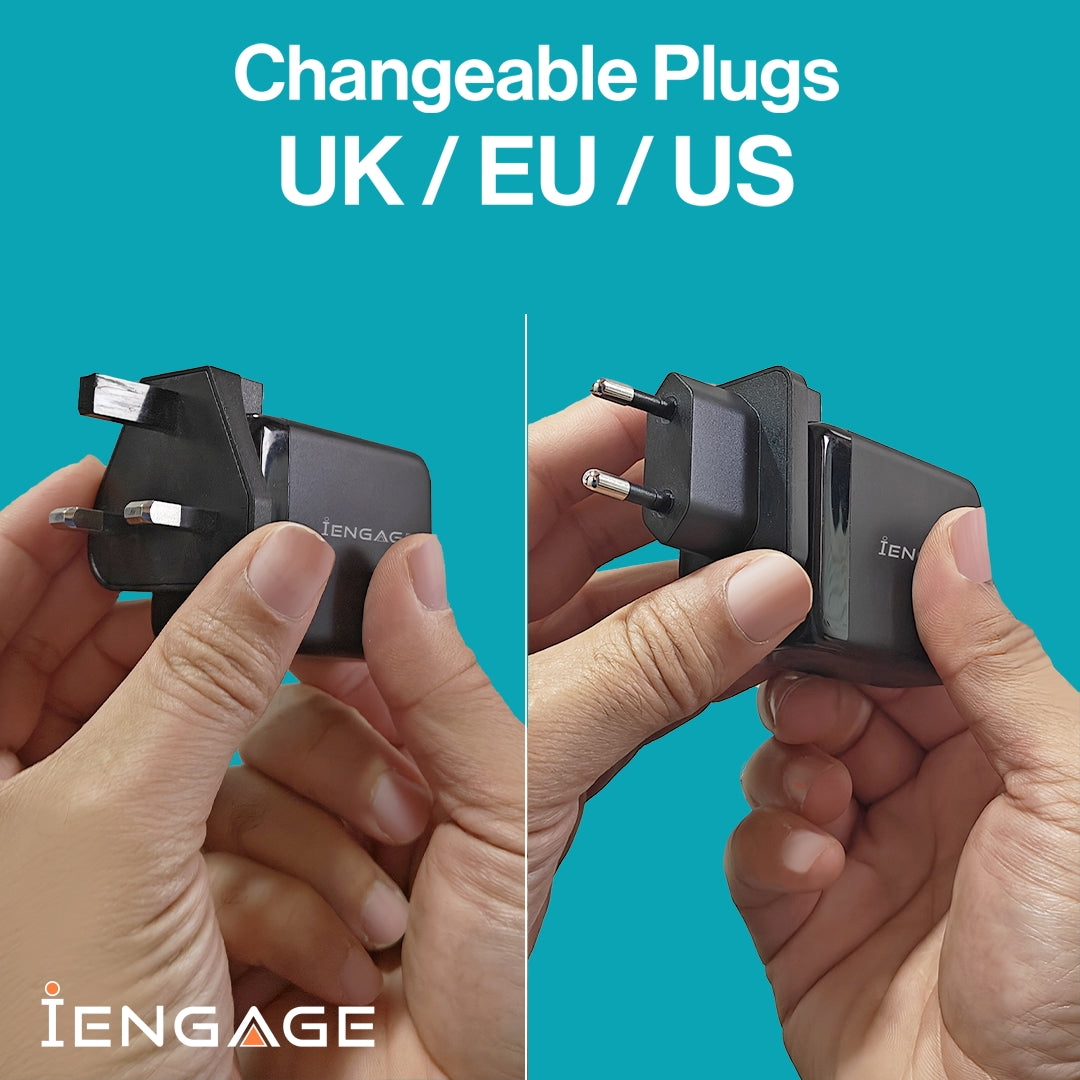 iEngage Travel Charger 65W Uk/Eu Plug (Black)