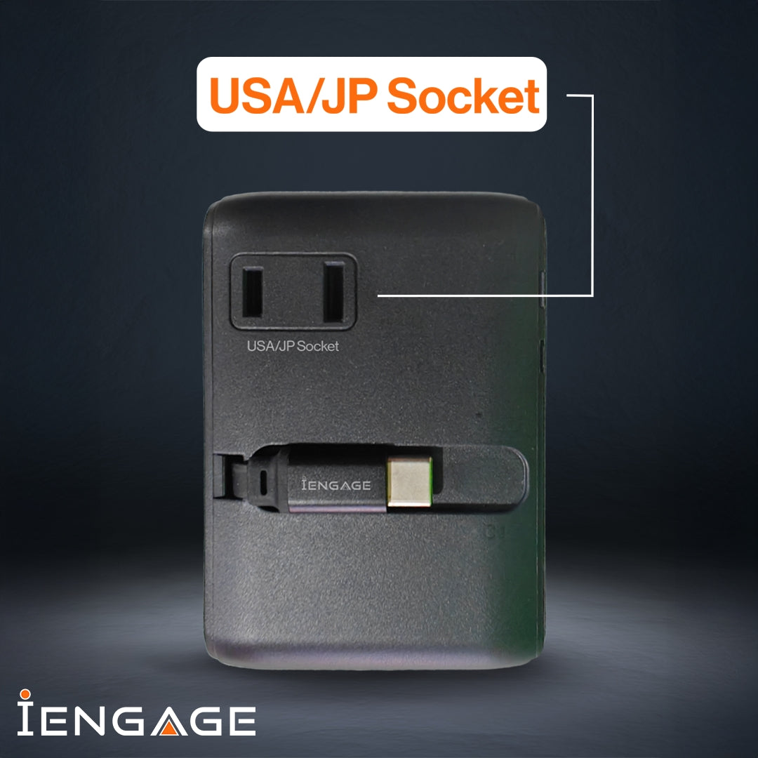 Iengage 100W Universal Travel Adapter DualusB-C & A Ports/USB-C CBL