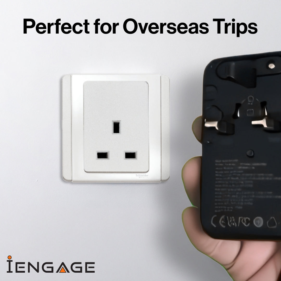 INGAGE 70W Universal Travel Adapter (2x USB-C/A المنافذ) (كابل USB-C القابل للسحب)