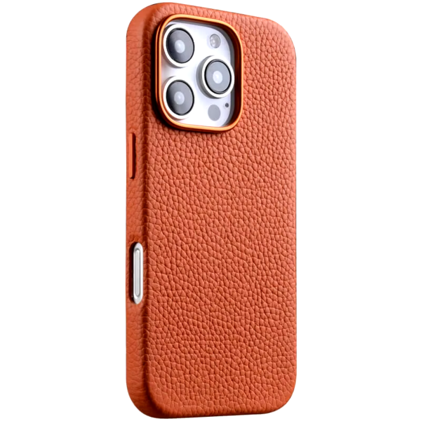 Melkco Origin Paris Magsafe Clemence Leather Regal Cover Case for iPhone 16 Pro Max - Orange