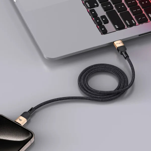 Pawa Levin Magnetic Braided USB-C To Lightning Cable 1M 30W - Desert Black