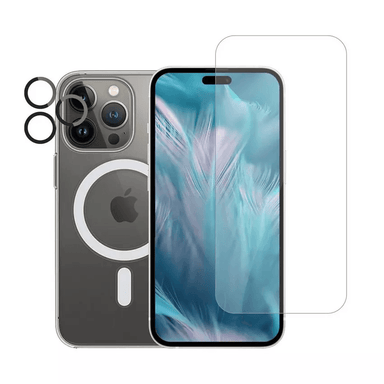 ESSE AirSkin 3in1 iPhone 15 Pro Max Clear MagSafe Case+Tempered Glass+Lens Protector Bundle - Future Store