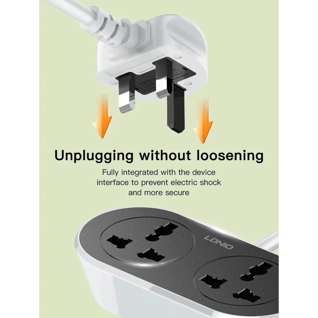 LDNIO 2 AC Outlet Universal Extension Power Socket SC2018 10M
