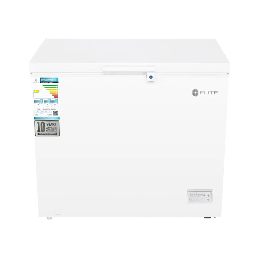 Elite Chest Freezer 251L/8.9Cft/Inverter compressor/Lock &key/1basket/White