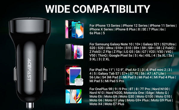AceFast Car Charger B4 66W (1xUSB-C+1xUSB-A)