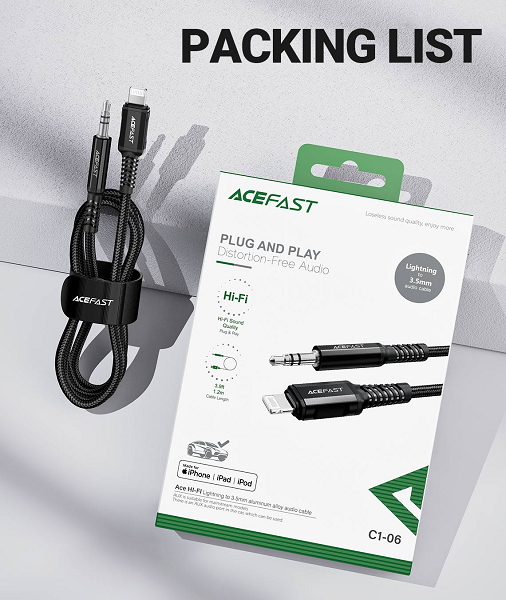 Acefast Audio cable for Lightning to 3.5mm male