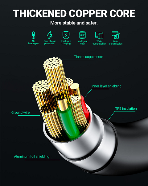 كابل بيانات شحن Acefast C3-04 USB-A إلى USB-C (أسود)