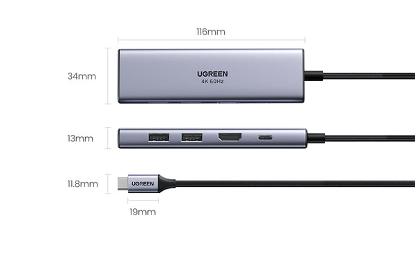 UGREEN  6 In 1 Multifunctional USB HUB Type