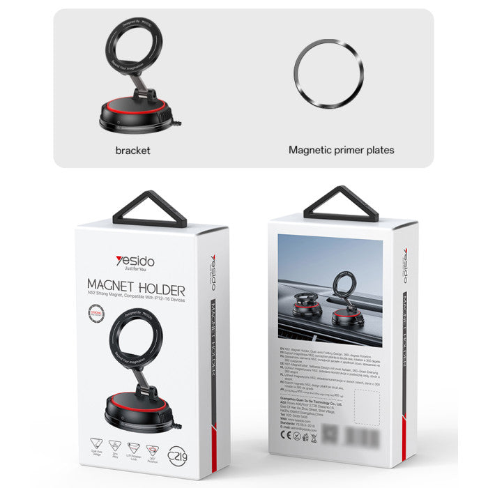 Yesido C219 360 Rotation And Folding Magsafe Suction Cup Mobile Holder
